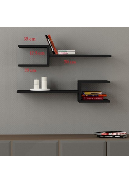 2 Li Mızrak Duvar Raf Set Antrasit Mat fiyatları