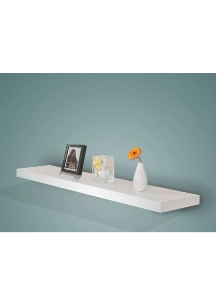 140 x 15 Gizli Bağlantılı Duvar Rafı Mat Beyaz