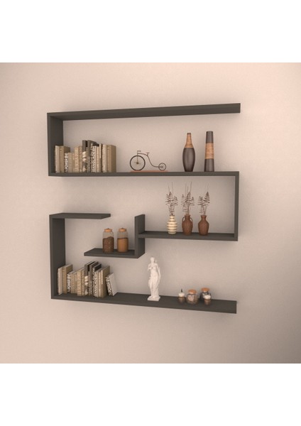 Agra Duvar Raf Set Antrasit Mat