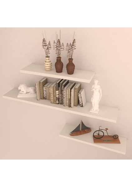 3 Lü Raf Set 90 x 50 x 40 Beyaz Parlak