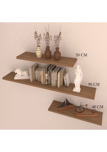 3 Lü Raf Set 90 x 50 x 40 Bambu Parlak fiyatları