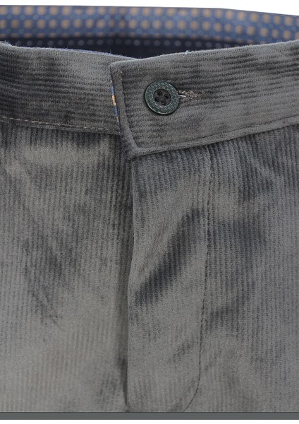 Erkek Koyu Gri Kadife Ince Fitilli Klasik Kesim Cepli Pantolon fiyatları