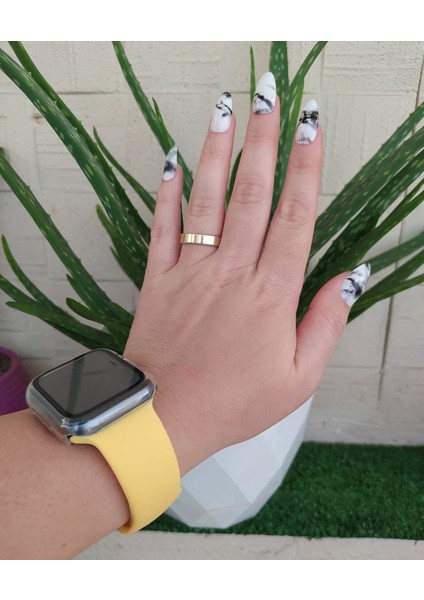 12 Li Silikon Yapışkanlı Badem Model Takma Tırnak ( Mermer Desenli )