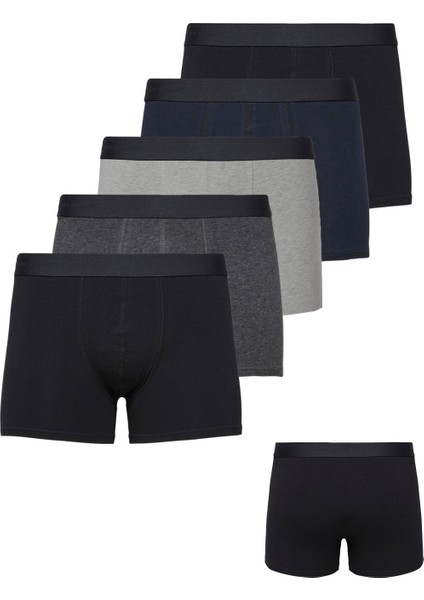 Erkek Karışık Boxer Pamuklu Likralı 5'li Paket