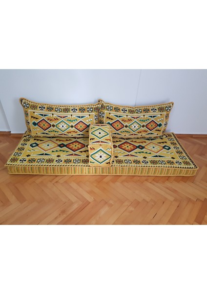 Şark Köşesi Anadolu Desen Minderi ikili Sedir Takımı Sünger Dahil ( Dolu )