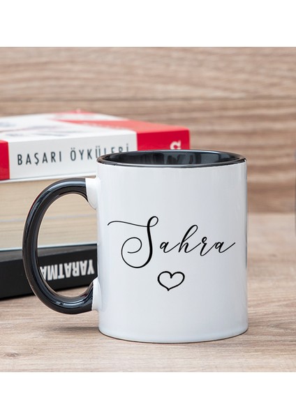 Kişiye Özel El Yazısı Tasarımlı İsimli Siyah Kupa Bardak