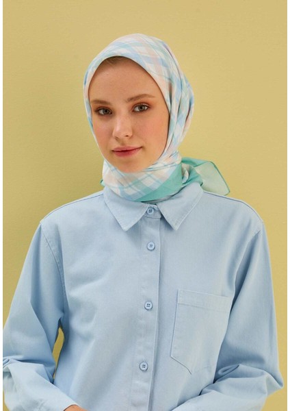 Pastel Ekose Desen Eşarp Mint Yeşili fiyatları