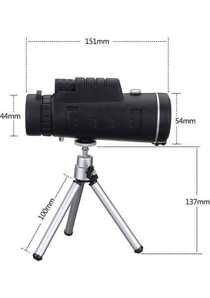 Açık Kamp Avcılığı Için Tripod Klipsli 40X Zoomlu Hd Monoküler Teleskop (Yurt Dışından)