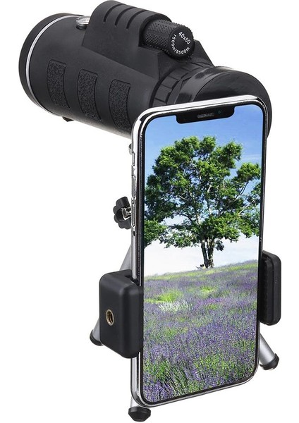 Açık Kamp Avcılığı Için Tripod Klipsli 40X Zoomlu Hd Monoküler Teleskop (Yurt Dışından)