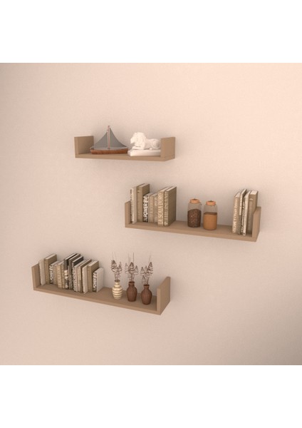 3'lü Bolera Duvar Raf Seti Cappicino