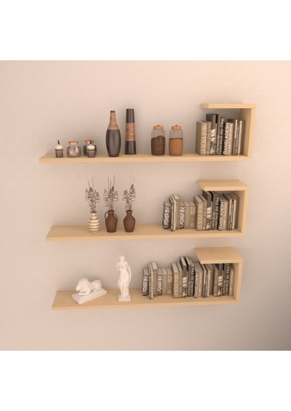 3'lü Minas Duvar Rafı Akçaağaç