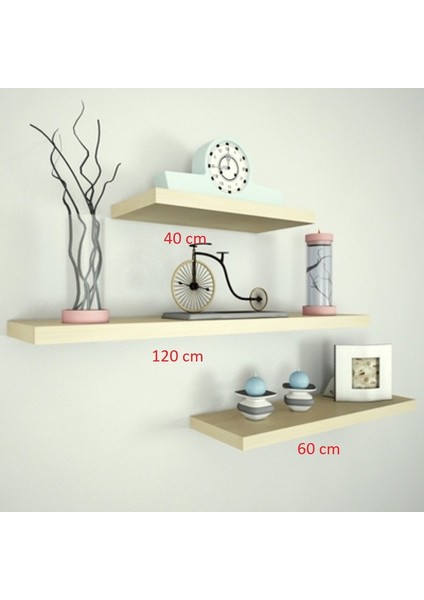 3'lü Raf Set 120 x 60 x 40 Akçaağaç