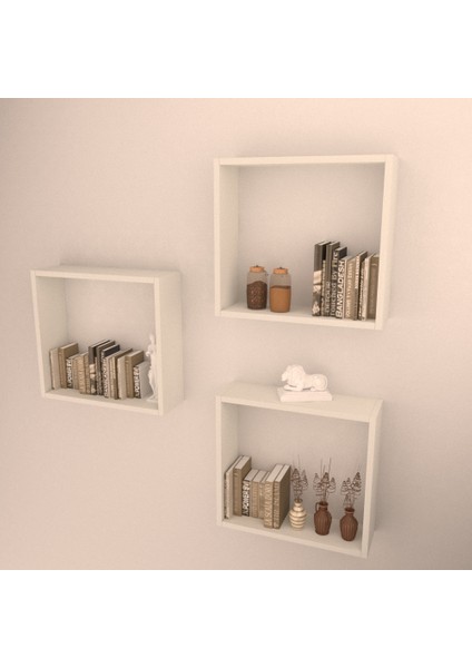 3'lü Box Raf Set Beyaz