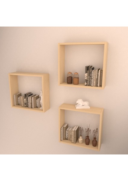 3'lü Box Raf Set Akçaağaç