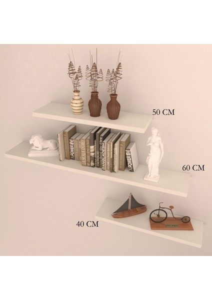 3'lü Raf Set 60 x 50 x 40 Krem