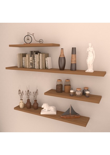 4'lü Gizli Bağlantılı Raf Set 80 x 60 x 40 x 40 Bambu