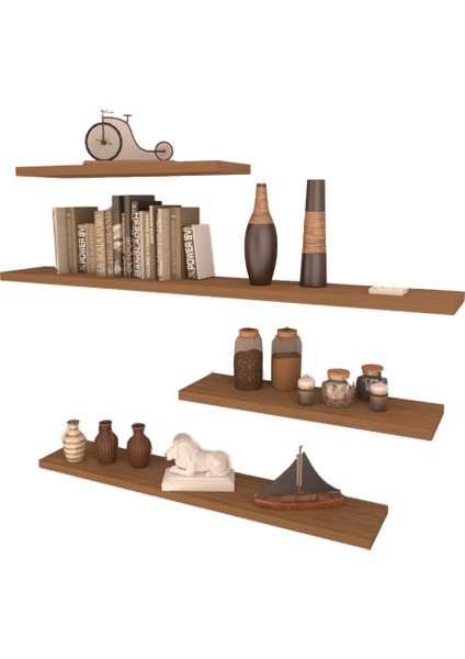 4'lü Gizli Bağlantılı Raf Set 80 x 60 x 40 x 40 Bambu