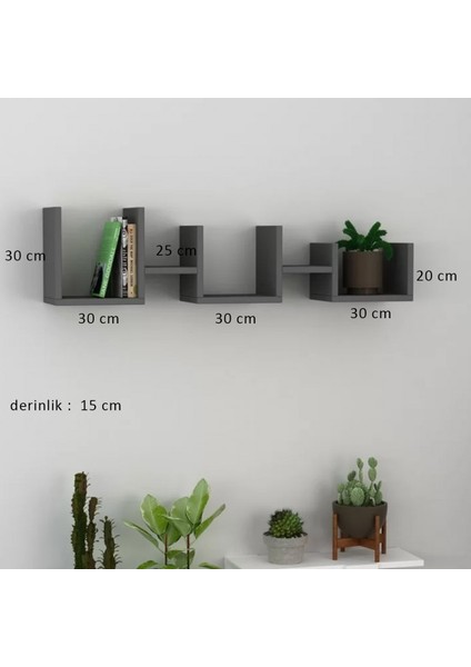 Siri Gizli Bağlantılı Duvar Rafı Antrasit fiyatları