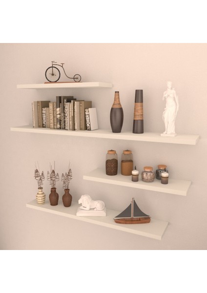 4'lü Gizli Bağlantılı Raf Set 80 x 60 x 40 x 40 Beyaz