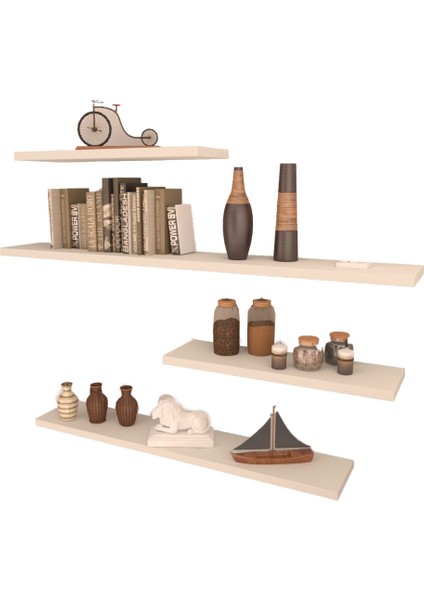 4'lü Gizli Bağlantılı Raf Set 80 x 60 x 40 x 40 Beyaz fırsatları