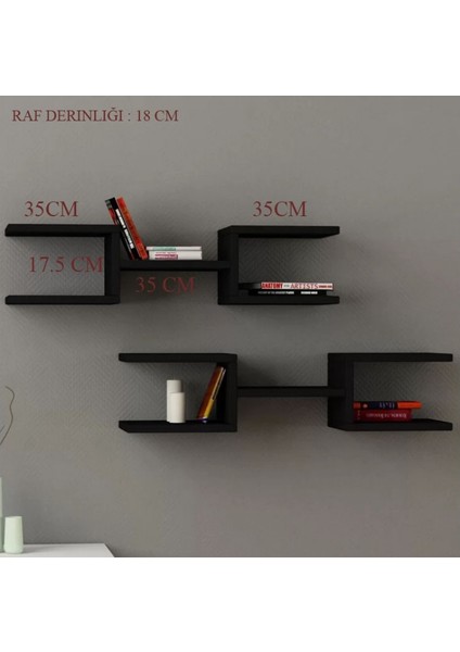 2'li Çift Mızrak Duvar Raf Seti Krem