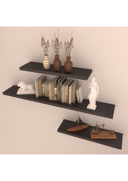 3'lü Gizli Bağlantılı Raf Set 80 x 40 x 40 Wenge