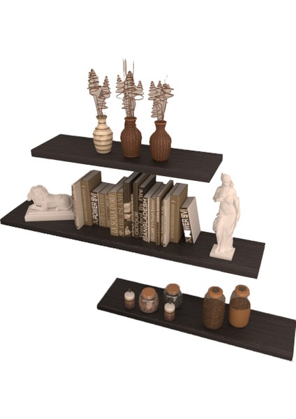 3'lü Gizli Bağlantılı Raf Set 80 x 40 x 40 Wenge fırsatları