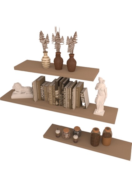3'lü Gizli Bağlantılı Raf Set 80 x 40 x 40 Cappicino