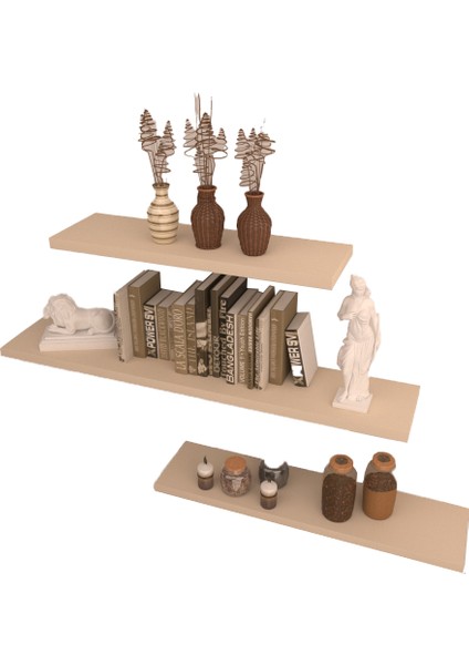 3'lü Raf Set 80 x 60 x 40 Krem