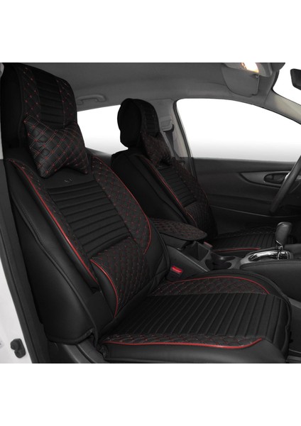 Lüks Oto Koltuk Kılıfı Siyah - Bordo Kia Sorento modelleri