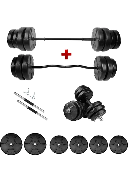 28 kg Z Bar Dambıl Seti & Halter Seti Ağırlık Fitness Seti