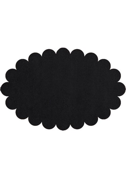 Dekoratif Siyah Kaymaz Taban Peluş Elips Papatya Halı fırsatları