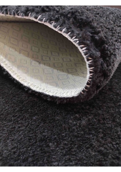Kalın Yumuşak Kaymaz Taban Siyah Peluş Halı-120x180 cm fırsatları