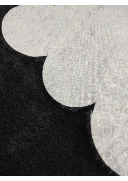 Siyah Lazer Kesim Kaymaz Taban Peluş Uzun Tüylü Halı-100x300 cm modelleri