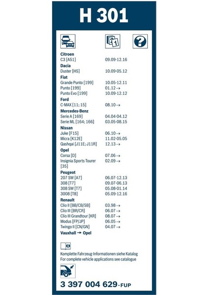 Arka Cam Sileceği - [300 Mm] Nıssan Juke (2010 - 2017) [F15] - H 301 fiyatları