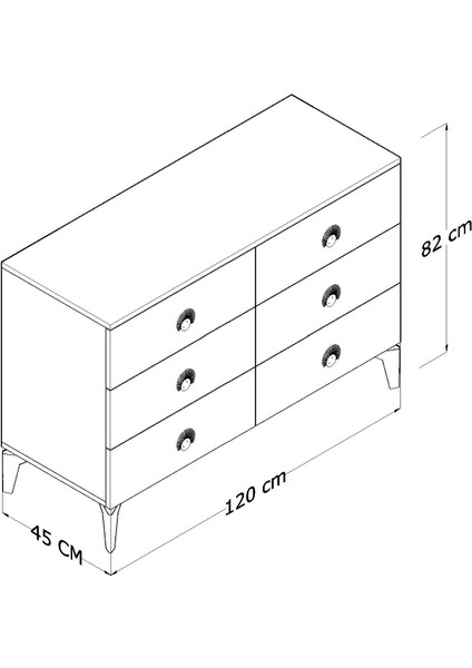 1053 Ipek 6 Çekmeceli 120 cm Mega Şifonyer-ANTRASİT