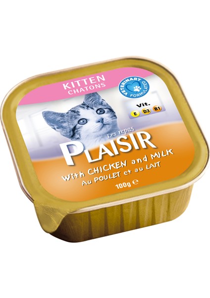 Pate Tavuk Etli&sütlü Kitten 100gr Plaisir Kedi Maması 4ADET