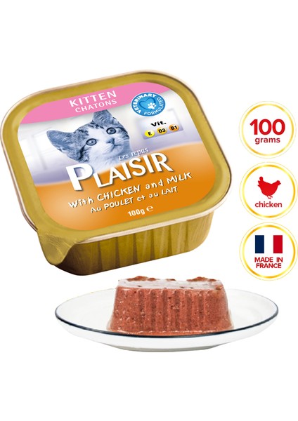 Pate Tavuk Etli&sütlü Kitten 100gr Plaisir Kedi Maması 4ADET