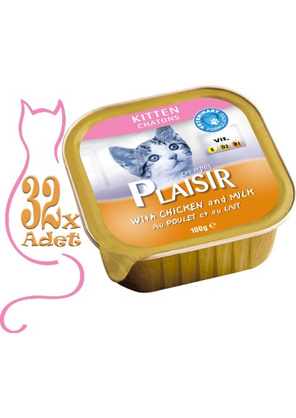 Pate Tavuk Etli&sütlü Kitten 100gr Plaisir Kedi Maması 32ADET fiyatları