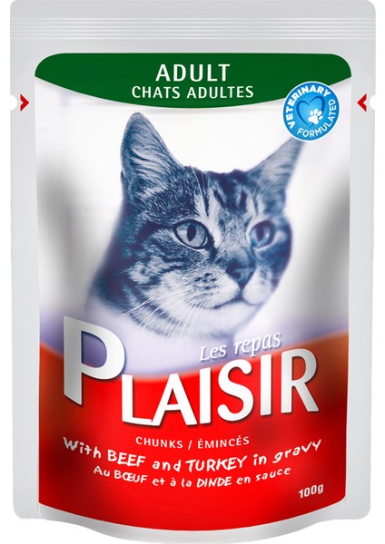 Pouch Sığır Etli&hindili 100gr Plaisir Kedi Maması 12ADET
