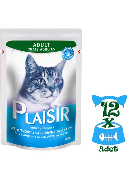 Pouch Alabalıklı&karidesli 100gr Plaisir Kedi Maması 12ADET