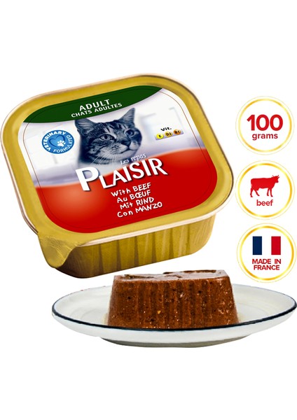 Pate Sığır Etli 100gr Plaisir Yaş Kedi Kedi Maması