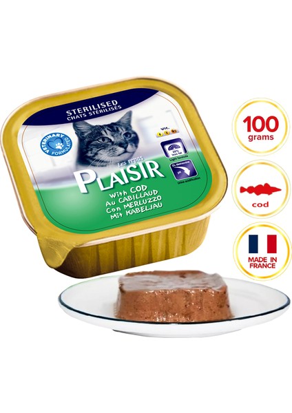 Pate Morinalı Sterilised 100gr Plaisir Yaş Kedi Maması 24ADET