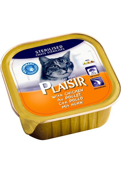 Pate Tavuk Sterilised 100gr Plaisir Yaş Kedi Maması 8ADET