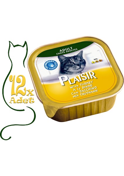 Pate Hindi Etli 100gr Plaisir Yaş Kedi Kedi Maması 12ADET