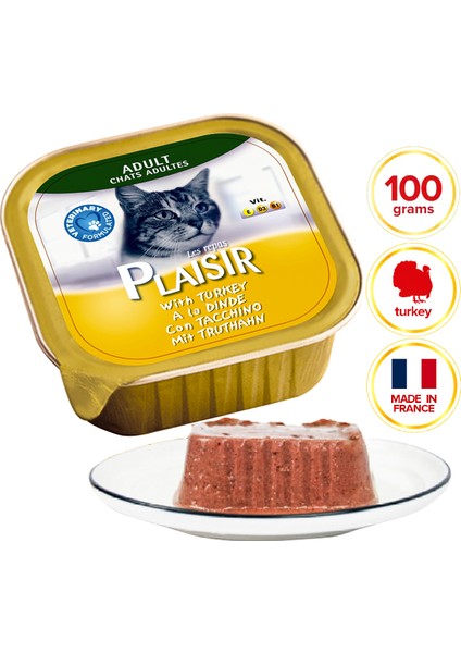 Pate Hindi Etli 100gr Plaisir Yaş Kedi Kedi Maması 12ADET