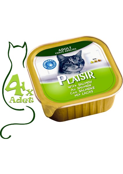 Pate Somon Etli 100gr Plaisir Yaş Kedi Kedi Maması 4ADET