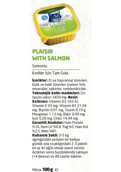 Pate Somon Etli 100gr Plaisir Yaş Kedi Kedi Maması 8ADET fırsatları