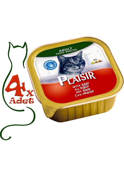 Pate Sığır Etli 100gr Plaisir Yaş Kedi Kedi Maması 4ADET