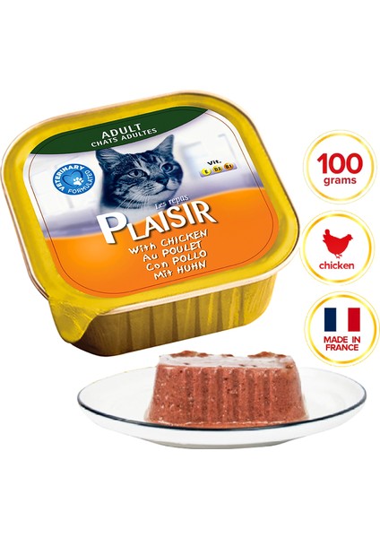 Pate Tavuk Etli 100gr Plaisir Yaş Kedi Kedi Maması 24ADET